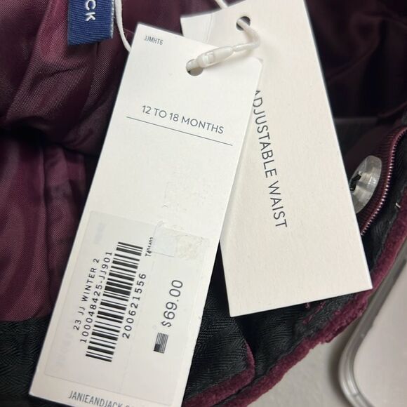 Janie and Jack100048425 Burgundy Velvet The Velvet Party Pants NWT - Picture 4 of 6
